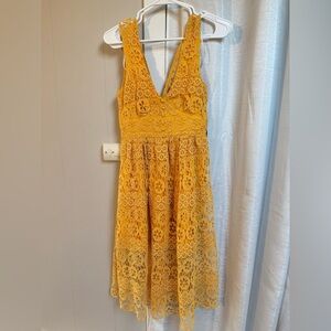 Yellow Lace Sleeveless Dress